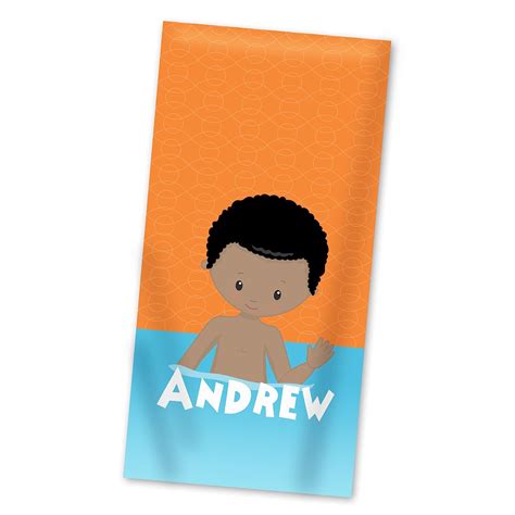 Boy Beach Towel Orange Swirls Lightweight Swimming Pool