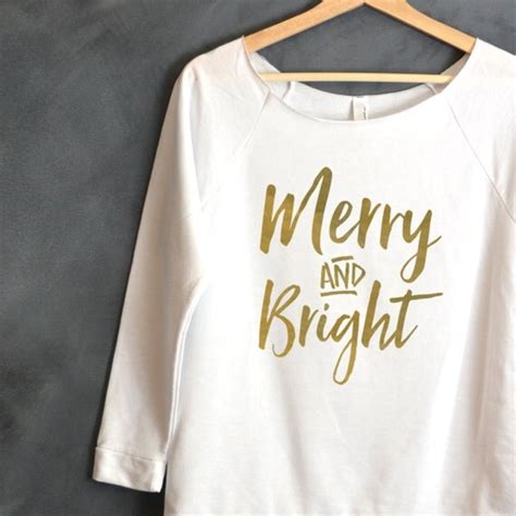 Merry And Bright Shirt Christmas Shirt By Hellohandpressed On Etsy