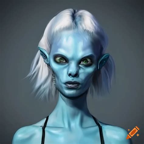 Image Of A Blue Skinned Alien Woman At An Airport On Craiyon