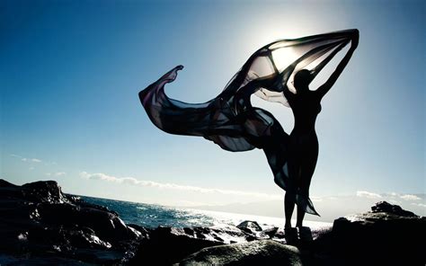 Wallpaper Sports Sunlight Women Sea Jumping Silhouette
