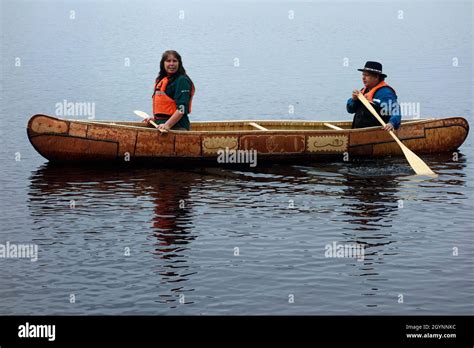 Canoe Builder Todd Labrador And His Wife At Birch Bark Canoe Workshop At Kejimkujik National