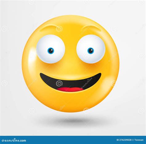Excited Emoticon 3d Vector Emoji Isolated On White Background Stock