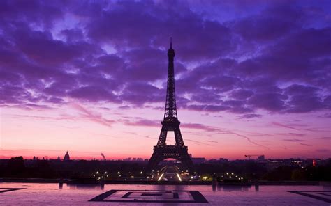 Download film dreadout (2019) full hd. Wallpaper Eiffel Tower, purple sky, clouds, night, city ...