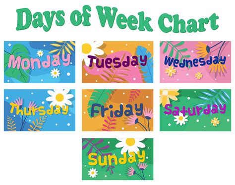 Days Of The Week Chart Free Printable Web Simple Colorful Days Of The