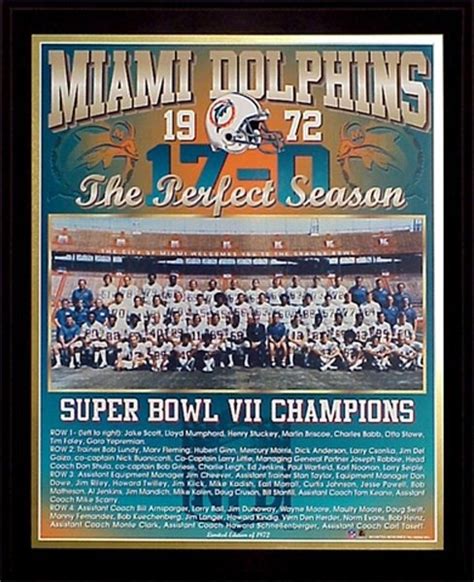1972 Miami Dolphins The Only Team In Nfl History To Go Undefeated For