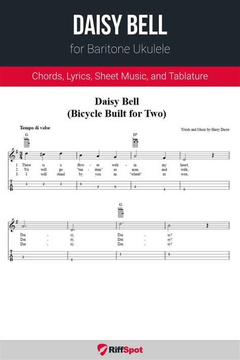 Daisy Bell Bicycle Built For Two For Baritone Ukulele Sheet Music