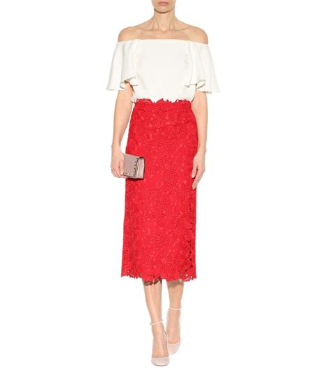 style chic style me valentino embroidered skirt elegant lace skirt shoulder dress skirts