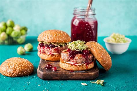 Turkey Burger With Cranberry Sauce Stock Image Image Of Food Large