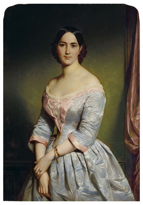 Édouard Louis Dubufe French 1820 1883 Portrait Of Madame Charton