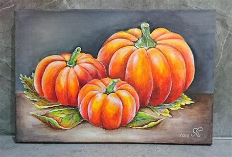 Pumpkins Acrylic Painting Vegetable Painting Fine Art Kitchen Decor