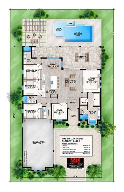 4 bedroom house plans usually allow each child to have their own room, with a generous master suite and possibly a guest room. South Florida Designs Coastal Contemporary 4 Bedroom House ...