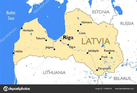 Auf dieser karte sind aber noch viele weitere. Lettland Karte Vektor Detaillierte Farbkarte Lettland ...