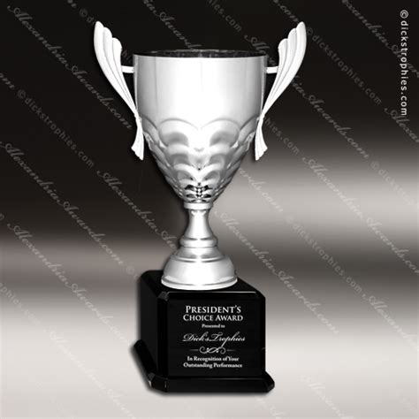 Cup Trophy Premium Silver Metal Black Base Scallop Design Trophy Award