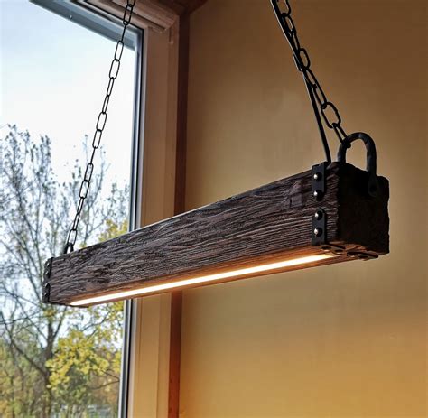 Wood Beam LED Pendant Light - Chandelier Wooden Chandelier ...