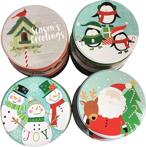 Round Christmas Cookie Tins Set Of 8 Nesting Tins Amazonca Home