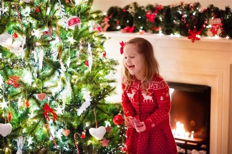 Child Decorating Christmas Tree Stock Image Image Of Child