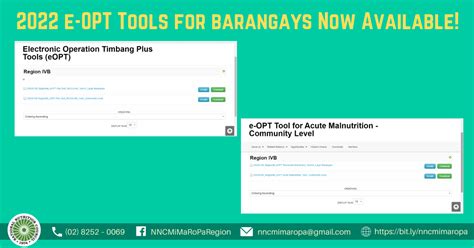 2022 E Opt Tools For Barangays And Community Level Now Available For