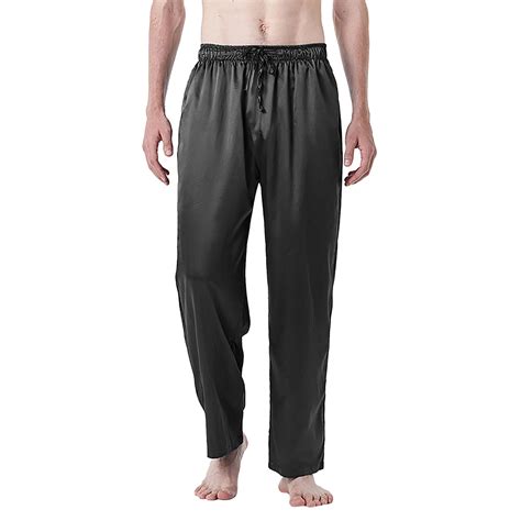 Mens Pants Spring Mens Solid Color Silk Pajamas Casual Pants Silk