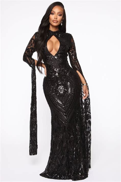 Award Collecting Sequin Maxi Gown Black Maxi Gowns Sequin Maxi Gowns