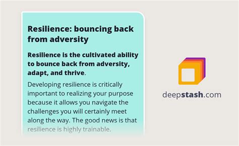 Resilience Bouncing Back From Adversity Deepstash