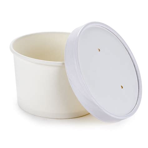 Choice 8 Oz White Paper Soup Hot Food Cup With Vented Paper Lid