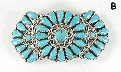Native American Petit Point Turquoise Hair Barrette By Navajo Zeita Begay
