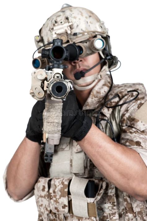 Soldier Man Full Armor Hold Machine Gun Stock Image Image Of Helmet