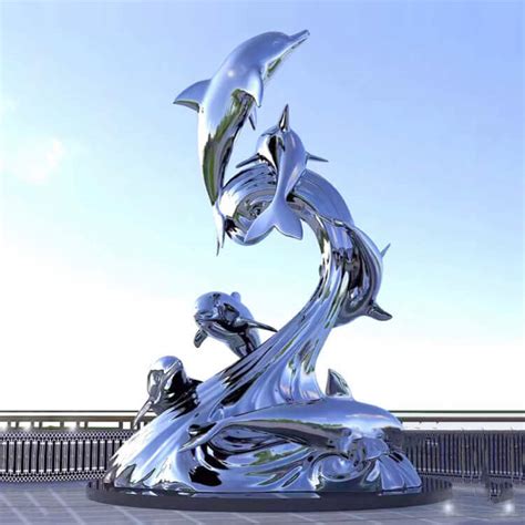Stainless Steel Fountain Dolphin Sculpture For Sale Seventreesculpture