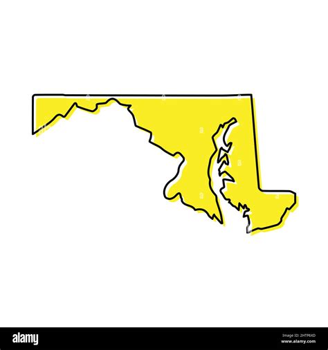 Simple Outline Map Of Maryland Is A State Of United States Stylized