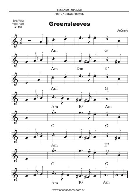 Handelsware at sheet music plus. Greensleeves - Partitura para Teclado com vídeo | Música de piano, Partituras, Partituras ...