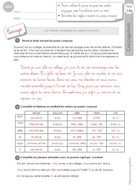 plus de cours et d'exercices de bridg voir les statistiques de réussite de ce test de français merci de vous connecter au club pour sauvegarder votre résultat. CM2:EXERCICES CONJUGAISON corrigés Le passé composé