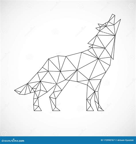 Vector Polygonal Triangular Illustration Of Animal Wolf Origami Style