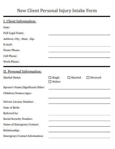 Free 10 Legal Client Intake Form Samples In Pdf Ms Word