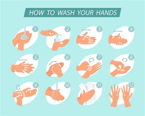 Hygiëne Concept Infographic Stappen Hoe Handen Goed Wassen Preventie