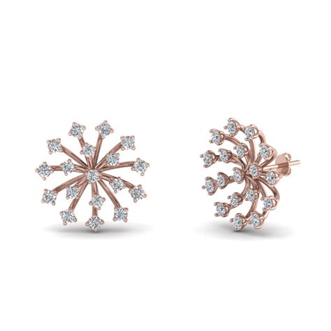 Floating Diamond Stud Earring In 14k Rose Gold Fascinating Diamonds