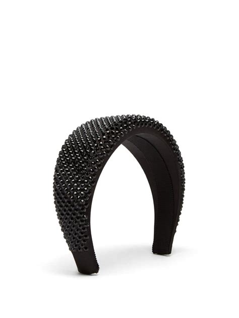 Black Studded Satin Headband Prada Matches Uk