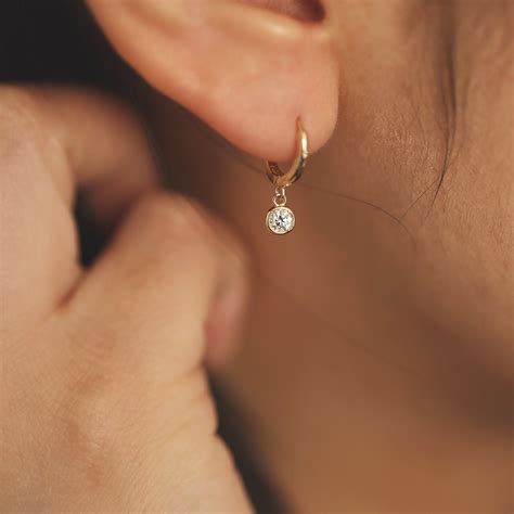 Diamond Earring Single One Earring Of Mm Diamond Huggie Etsy