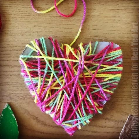 Yarn Wrapped Heart Ornament Red Ted Art Kids Crafts Easy Yarn