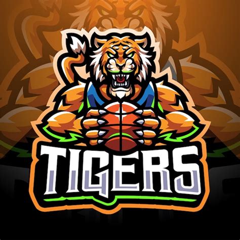 Diseño de logotipo de mascota de deporte de tigres Vector Premium