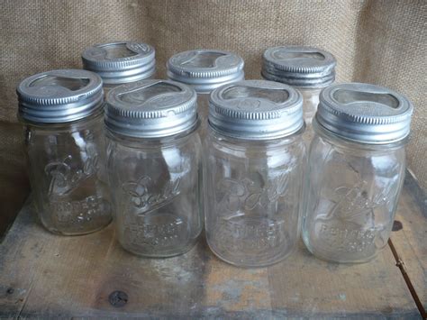 Vintage Canning Jar With Glass Lid Set Of 7 Pint Canning Etsy