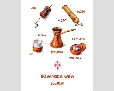 Bosnian Coffee Bosanska Kafa Poster Of Original Painting Etsy