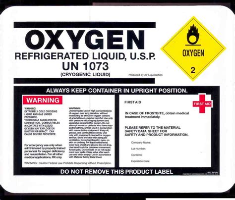 Cylinder Shoulder Label For Class Oxygen Oxygen Compressed Warning High Pressure Un 1072