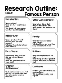 Report Outline: Famous Person by Kmwhyte's Kreations | TpT