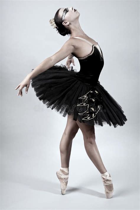 Black Swan Ballet Dancer Ballerina Performing In A Black Tutu Aff