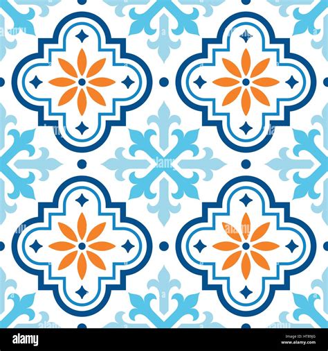 Spanish Tile Pattern Moroccan Tiles Design Seamless Blue And Orange