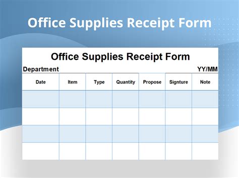 EXCEL Of Office Supplies Receipt Form Xlsx WPS Free Templates