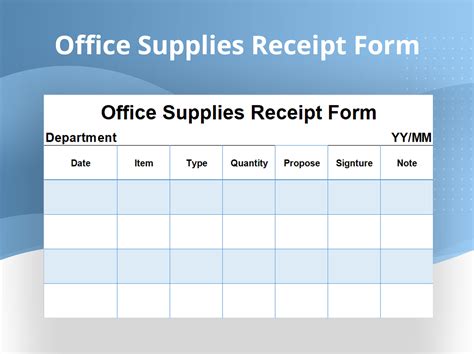 Excel Of Office Supplies Receipt Form Xlsx Wps Free Templates