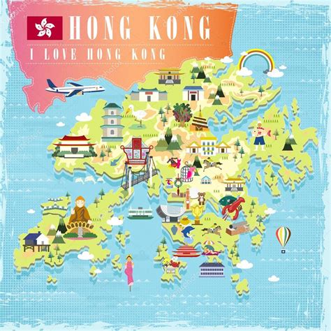 Hong Kong Travel Map — Stock Vector © Kchungtw 88023058