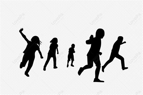 Running And Playing Children Vector Illustration Silhouette Running