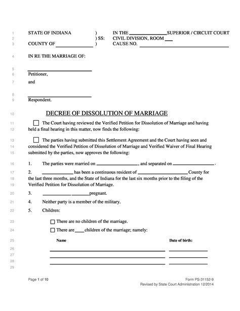 Free Divorce Papers Printable Template Lab
